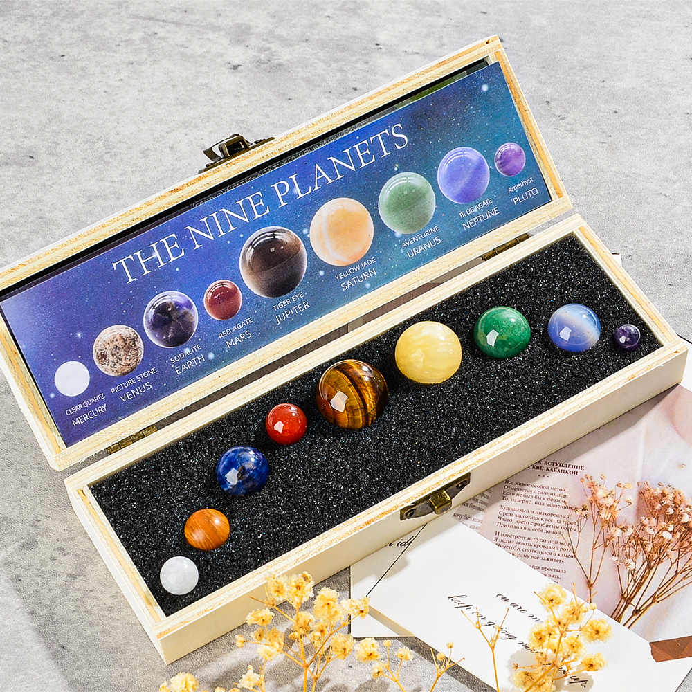 Healing Crystal Set - 9pcs/set Nine Planet Crystal Set, Healing