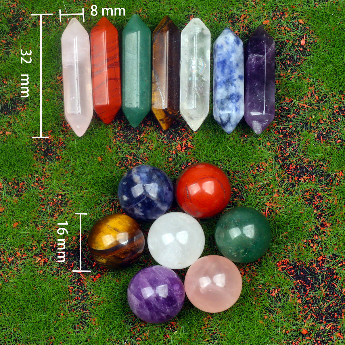 7-Piece Set Natural Crystal He - đánh giá và giá Healing Crystal Set