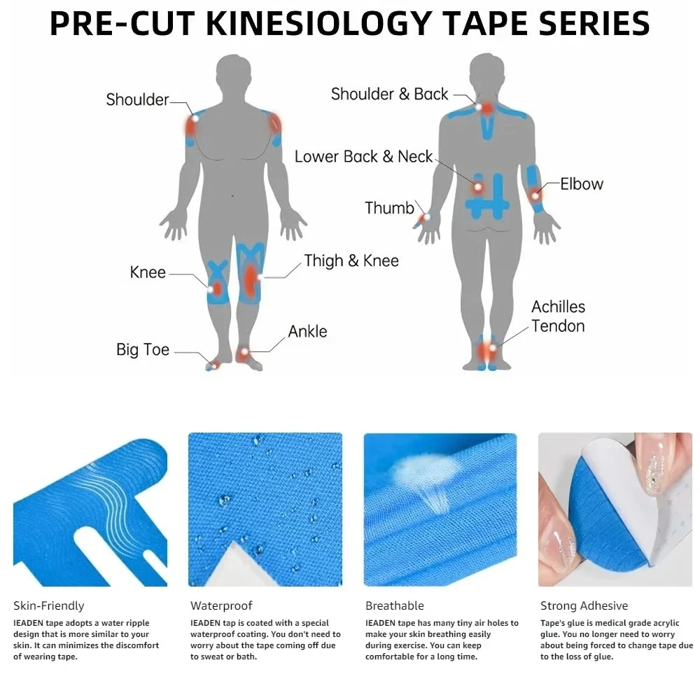 10PCS Precut Kinesiology Tape  - đánh giá và giá Sports Taping Precut